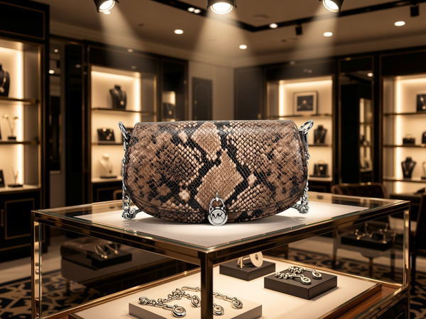 Michael Kors - Bold Snakeskin Textured Chain Messenger Crossbody Bag - Brown Snake Michael Kors