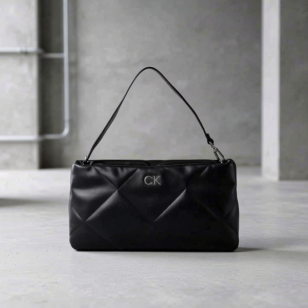 Calvin Klein - Structured Quilted Geometric Shoulder Bag - Black