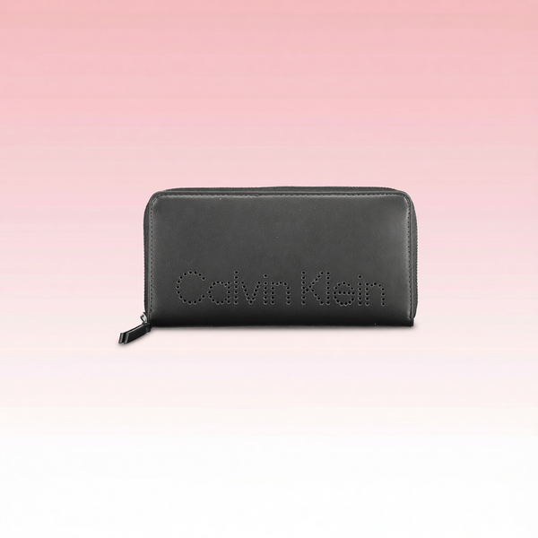 Calvin Klein - Sleek Polyethylene Zip Wallet With Perforated Logo - Black Calvin Klein
