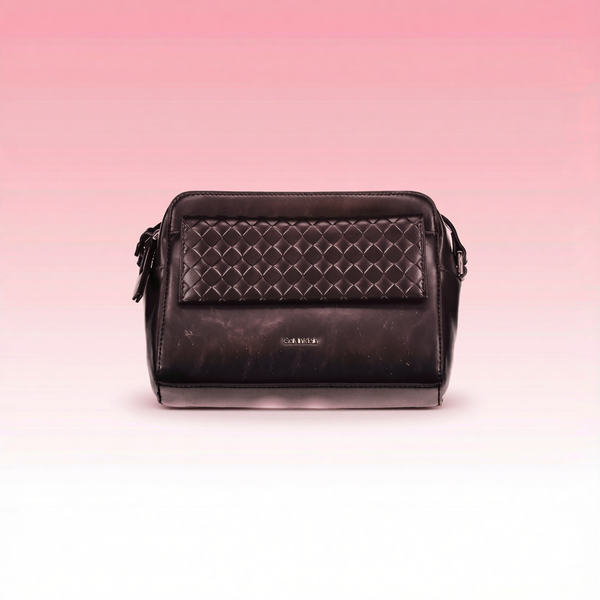 Calvin Klein - Polished Quilted Front Adjustable Shoulder Bag - Black Calvin Klein