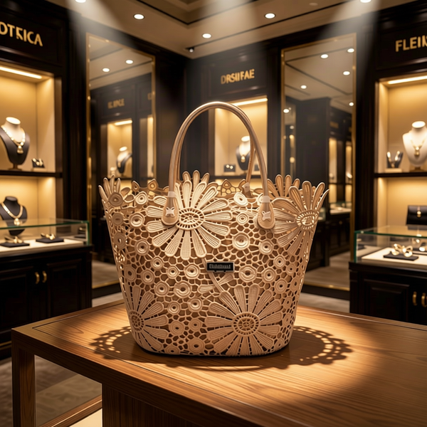 Baldinini Trend - Artistic Floral Openwork Basket Handbag - Brown Baldinini Trend