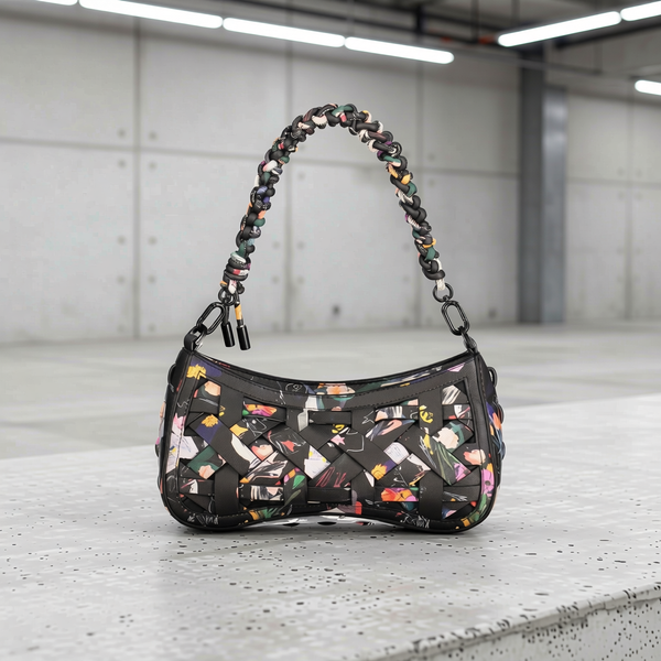 Desigual - Bold Braided Handle Woven Floral Shoulder Bag - Black Multi Desigual
