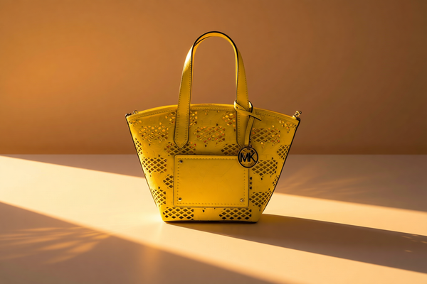 Michael Kors - Vibrant Perforated Vegan Leather 2-In-1 Tote Messenger Bag - Daffodil Michael Kors