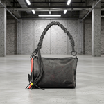 Desigual - Edgy Braided Handle Perforated Faux Leather Shoulder Bag - Black Desigual