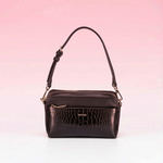 Calvin Klein - Structured Croc-Effect Adjustable Shoulder Bag - Black Calvin Klein