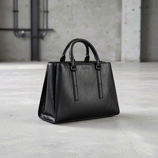 Calvin Klein - Structured Textured Top Handle Handbag with Removable Strap - Black Calvin Klein