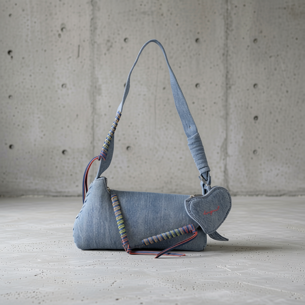 Desigual - Eclectic Denim Shoulder Bag With Heart Charm - Azzurro